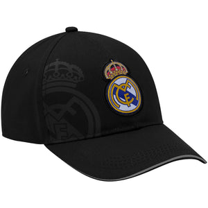 2024 Compatible with Real Madrid Official Soccer Cap Black with Faded Version Logo