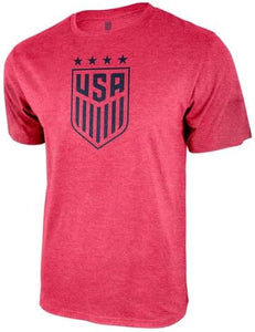 Icon Sports U.S. Soccer Federation USMNT Logo Adult Red T-Shirt Light Black Logo 4 Stars (Copy)