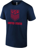 U.S. Soccer USMNT Official Men Navy Soccer T-Shirt Red Logo