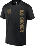 U.S. Soccer USMNT Official Men Black Soccer T-Shirt Side Gold Logo