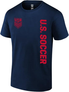 U.S. Soccer USMNT Official Men Navy Soccer T-Shirt Side Red Logo