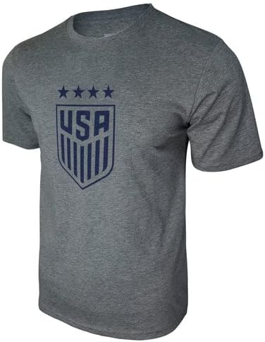 Icon Sports U.S. Soccer Federation USMNT Logo Adult T-Shirt Light Grey Logo 4 Stars