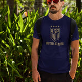 Icon Sports U.S. Soccer Federation USWNT Logo Adult T-Shirt Navy w/Gold Logo