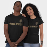 Icon Sports U.S. Soccer Federation USWNT Logo Adult T-Shirt Black w/Gold Logo