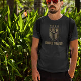 Icon Sports U.S. Soccer Federation USWNT Logo Adult T-Shirt Black w/Gold Large Logo