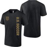 U.S. Soccer USMNT Official Men Black Soccer T-Shirt Side Gold Logo