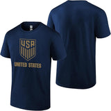 U.S. Soccer USMNT Official Men Navy Soccer T-Shirt Side Gold Logo 4 Stars