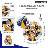 2024 Real Madrid Soccer Ball Officially Licensed Player Ball Size 5 (Shiny Fabric) - White