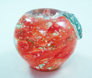 M Design Art Handcraft Clear Halo Orange Bottom in Clear Apple Paperweight